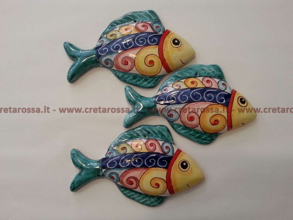 Faye Porta Spugna Pesce pesciolini stilizzati in Ceramica Bianco Blu Azzurro Rosso Supporto da lavandino Pesci e Coralli 