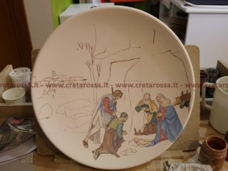 “Adorazione dei pastori Allendale con veduta di Vasto”
Dipinto a mano da Michela 
Laboratorio di ceramica Creta Rossa - Vasto - www.cretarossa.it 
