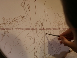 “Adorazione dei pastori Allendale con veduta di Vasto”
Dipinto a mano da Michela 
Laboratorio di ceramica Creta Rossa - Vasto - www.cretarossa.it 
