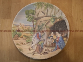 “Adorazione dei pastori Allendale con veduta di Vasto”
Dipinto a mano da Michela 
Laboratorio di ceramica Creta Rossa - Vasto - www.cretarossa.it 

