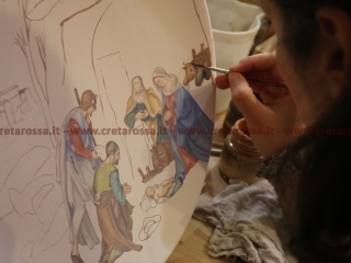 “Adorazione dei pastori Allendale con veduta di Vasto”
Dipinto a mano da Michela 
Laboratorio di ceramica Creta Rossa - Vasto - www.cretarossa.it 

