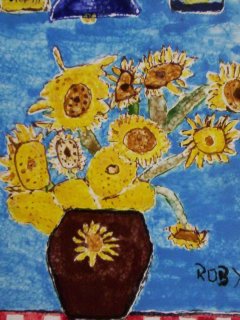 "I Girasoli" di V.Van Gogh. Opera liberamnte interpretata da R.D.G.Tecnica: Maiolica 
