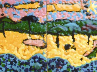 "Al mare" - particolare del pannello di cm.40x80, realizzato all'interno del laboratorio. Autori: 6 e 7 anni; Tecnica: maiolica