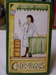 Mattonella con mestiere - Produzione artigianale in ceramica dipinta a mano.Tecnica: maiolica