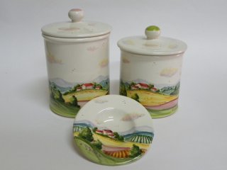Barattoli per il caffè - Produzione artigianale in ceramica dipinta a mano.Tecnica: maiolica