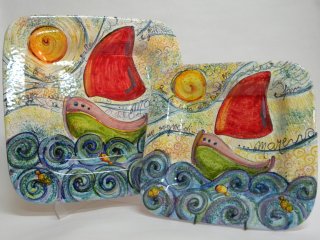 Piatti - Produzione artigianale in ceramica dipinta a mano.Tecnica: maiolica