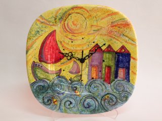 Orologio - Produzione artigianale in ceramica dipinta a mano.Tecnica: maiolica