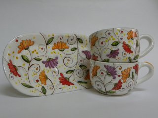 Tazze per la colazione - Produzione artigianale in ceramica dipinta a mano.Tecnica: maiolica