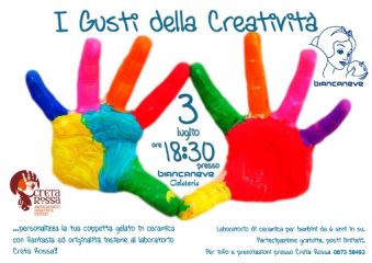 I Gusti dell Creatività - laboratoriodi ceramica per bambini a Vasto. 3 luglio 2013 presso la gelateria Biancaneve, alle 18.30.