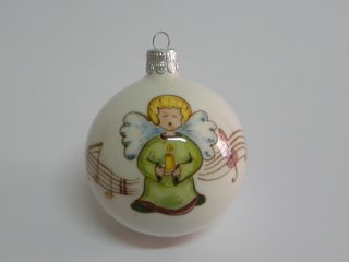 Pallina di natale in ceramica, dipinta a mano. Tecnica: maiolica